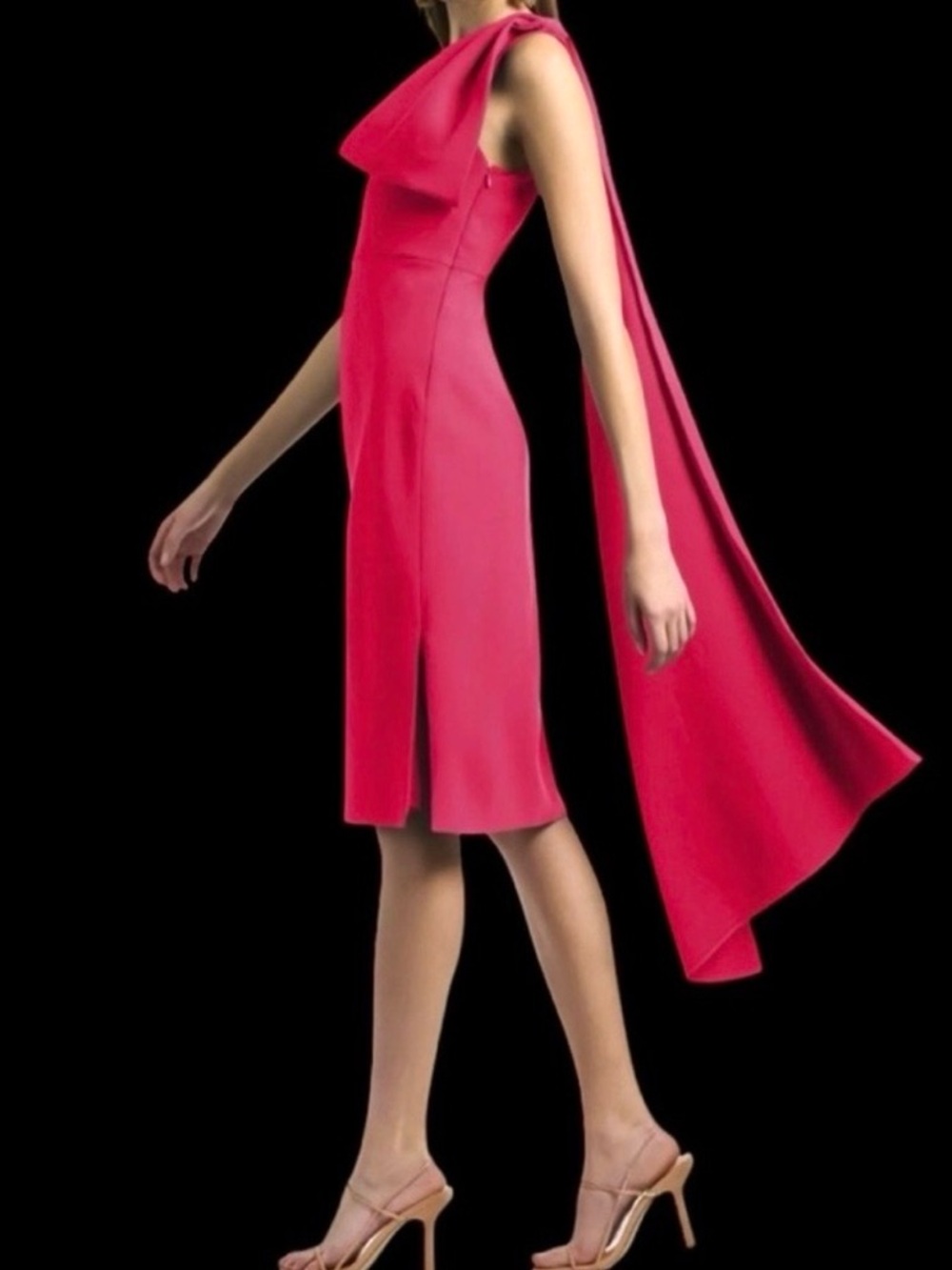 Sachin & Babi Miranda One-Shoulder Sash Passionfruit Red Pink Midi Dress NWT